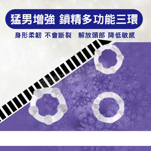 猛男增強 鎖精多功能三環(透明)